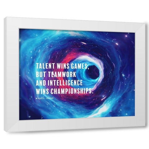 Michael Jordan Quote: Intelligence Wins Championships White Modern Wood Framed Art Print by ArtsyQuotes