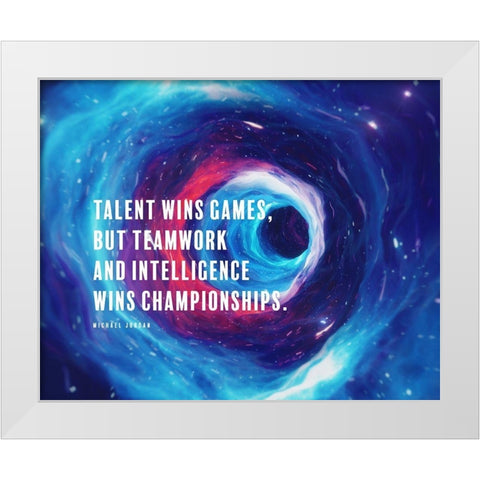 Michael Jordan Quote: Intelligence Wins Championships White Modern Wood Framed Art Print by ArtsyQuotes