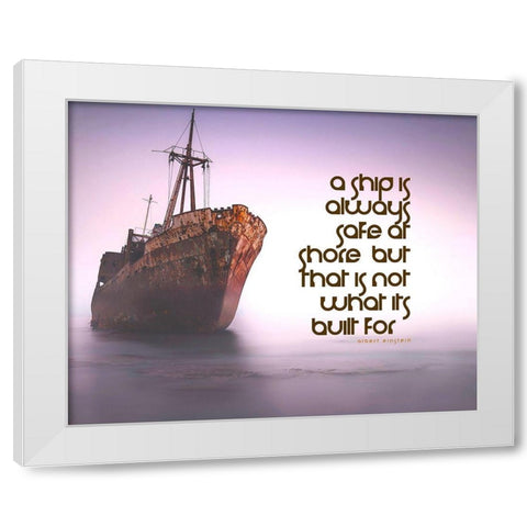 Albert Einstein Quote: Always at Shore White Modern Wood Framed Art Print by ArtsyQuotes