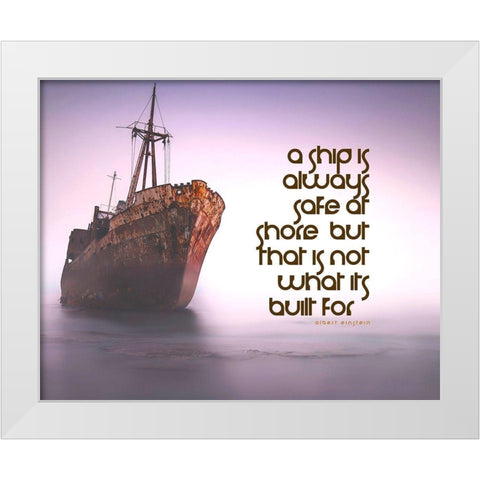 Albert Einstein Quote: Always at Shore White Modern Wood Framed Art Print by ArtsyQuotes