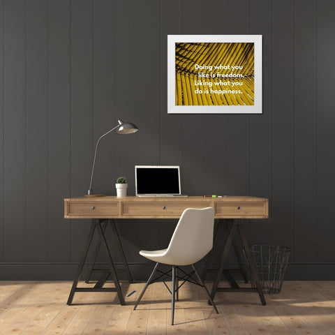 Artsy Quotes Quote: Freedom and Happiness White Modern Wood Framed Art Print by ArtsyQuotes