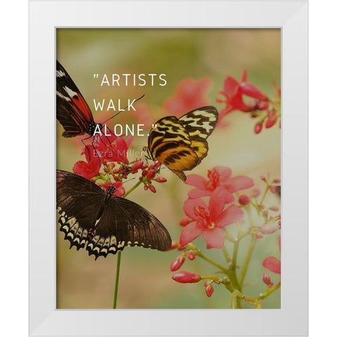 Ezra Miller Quote: Artists Walk Alone White Modern Wood Framed Art Print by ArtsyQuotes