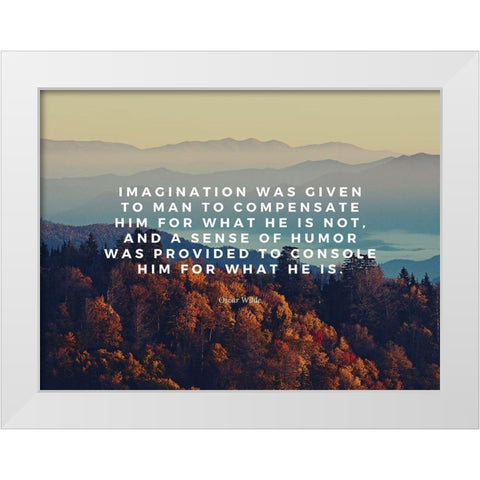 Oscar Wilde Quote: Imagination White Modern Wood Framed Art Print by ArtsyQuotes
