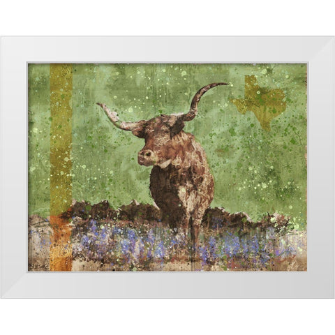 Long Horn Green White Modern Wood Framed Art Print by Wiley, Marta