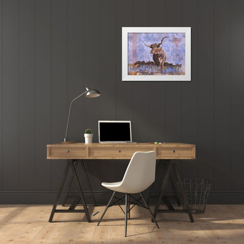 Long Horn Purple White Modern Wood Framed Art Print by Wiley, Marta
