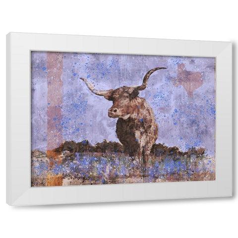 Long Horn Purple White Modern Wood Framed Art Print by Wiley, Marta