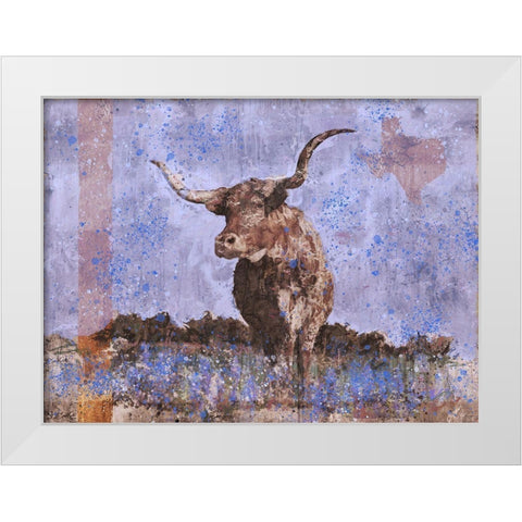 Long Horn Purple White Modern Wood Framed Art Print by Wiley, Marta