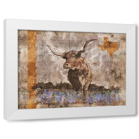 Long Horn Gold Leaf White Modern Wood Framed Art Print by Wiley, Marta
