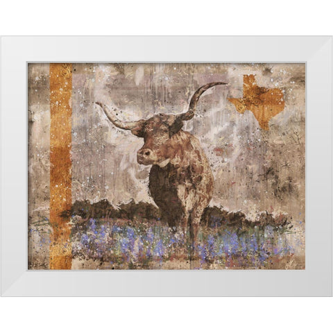 Long Horn Gold Leaf White Modern Wood Framed Art Print by Wiley, Marta