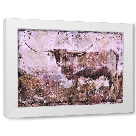 Long Horn Pink tint White Modern Wood Framed Art Print by Wiley, Marta
