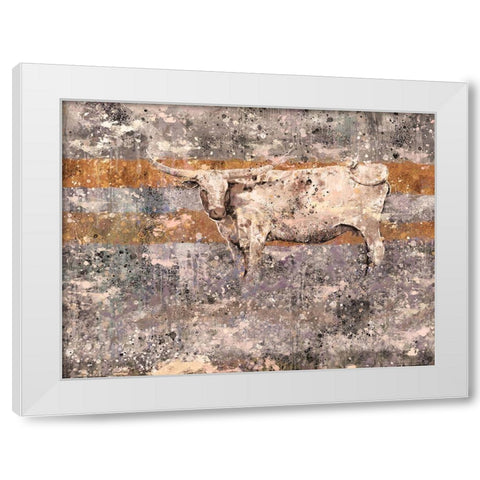 White Long Horn White Modern Wood Framed Art Print by Wiley, Marta