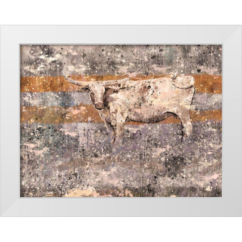 White Long Horn White Modern Wood Framed Art Print by Wiley, Marta