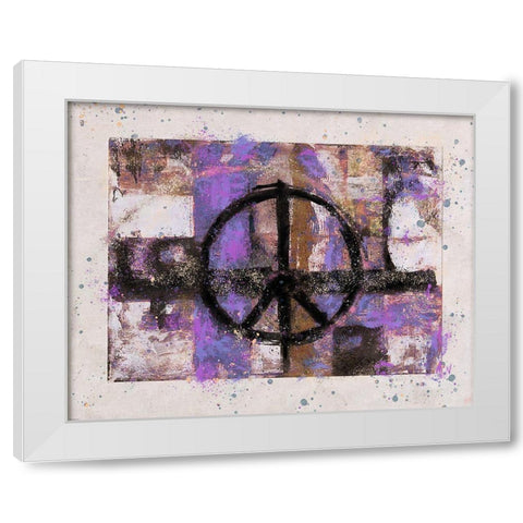 PEACE purple tint White Modern Wood Framed Art Print by Wiley, Marta