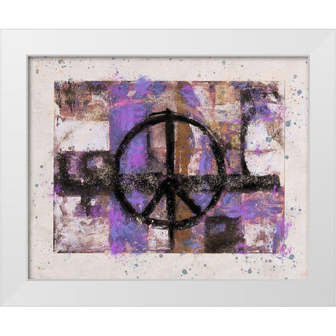 PEACE purple tint White Modern Wood Framed Art Print by Wiley, Marta