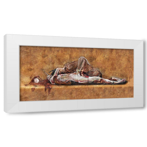 Demon And The Unicorn II White Modern Wood Framed Art Print by Wiley, Marta