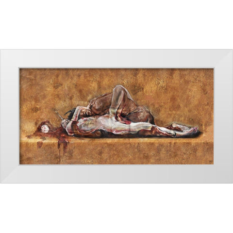 Demon And The Unicorn II White Modern Wood Framed Art Print by Wiley, Marta