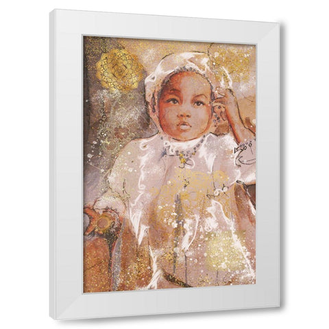Little African Girl I White Modern Wood Framed Art Print by Wiley, Marta