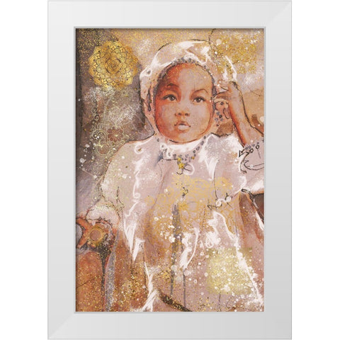 Little African Girl I White Modern Wood Framed Art Print by Wiley, Marta