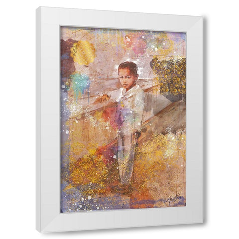 Little African Boy White Modern Wood Framed Art Print by Wiley, Marta