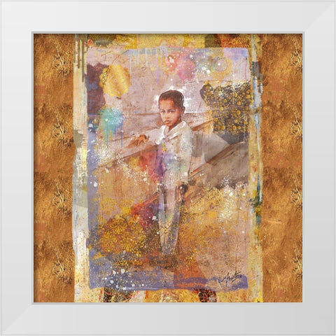 Little African Boy II White Modern Wood Framed Art Print by Wiley, Marta