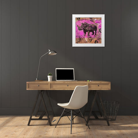 Fibonacci Pink Rhino  White Modern Wood Framed Art Print by Wiley, Marta