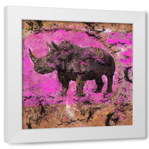Fibonacci Pink Rhino  White Modern Wood Framed Art Print by Wiley, Marta