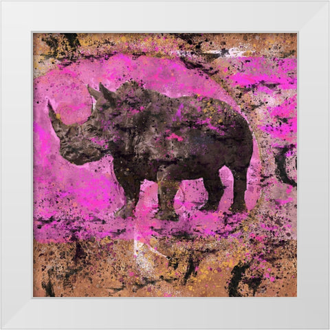 Fibonacci Pink Rhino  White Modern Wood Framed Art Print by Wiley, Marta