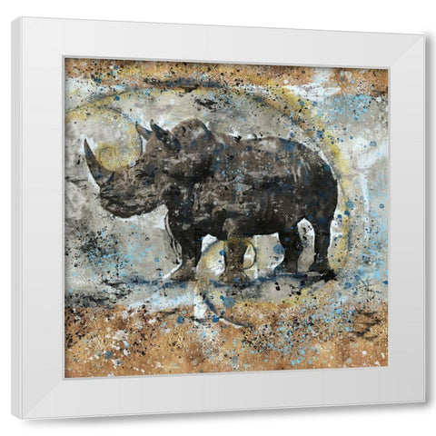 FibonacciBlue Rhino  White Modern Wood Framed Art Print by Wiley, Marta