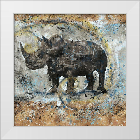 FibonacciBlue Rhino  White Modern Wood Framed Art Print by Wiley, Marta
