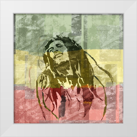 Bob Marley White Modern Wood Framed Art Print by Wiley, Marta
