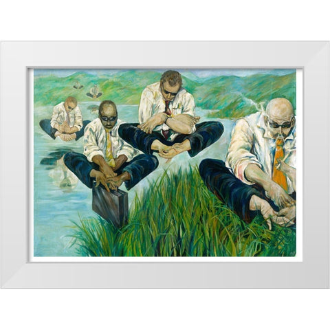 Hands For Feet White Modern Wood Framed Art Print by Wiley, Marta