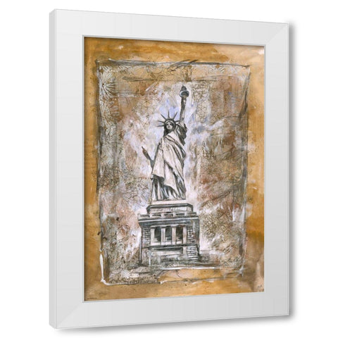 Statue Of Liberty different border White Modern Wood Framed Art Print by Wiley, Marta