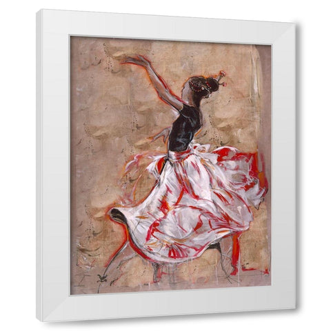 Dancer On Linen Red White Modern Wood Framed Art Print by Wiley, Marta