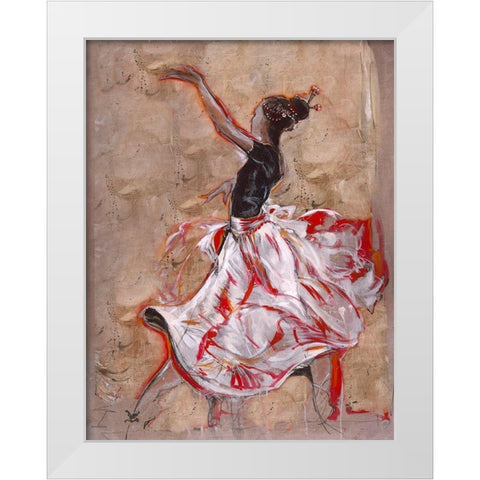 Dancer On Linen Red White Modern Wood Framed Art Print by Wiley, Marta