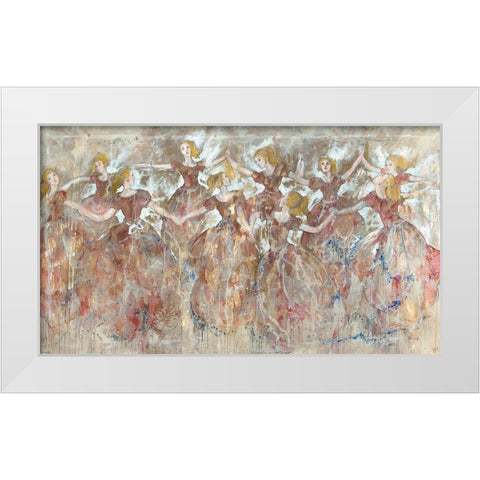 Red Ribbon Girls White Modern Wood Framed Art Print by Wiley, Marta