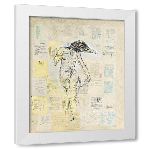 Raven Girl White Modern Wood Framed Art Print by Wiley, Marta