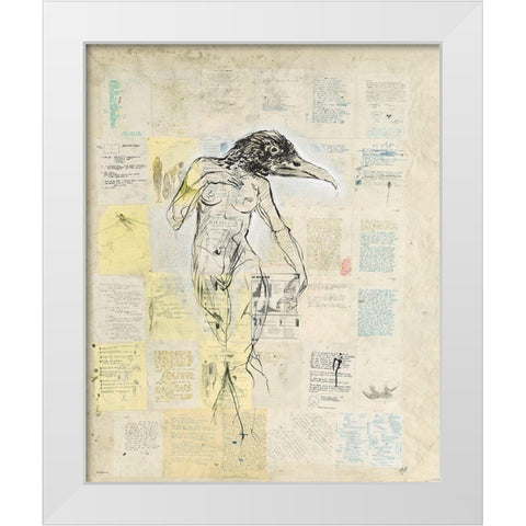 Raven Girl White Modern Wood Framed Art Print by Wiley, Marta