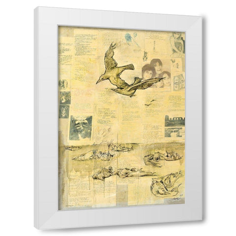 Dont Fly To Close- youll fuse your wings White Modern Wood Framed Art Print by Wiley, Marta