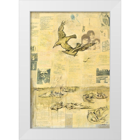 Dont Fly To Close- youll fuse your wings White Modern Wood Framed Art Print by Wiley, Marta