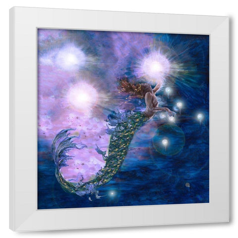 Purple Mermaid White Modern Wood Framed Art Print by Wiley, Marta
