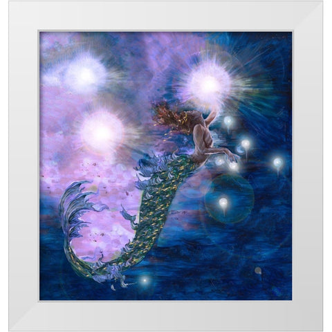 Purple Mermaid White Modern Wood Framed Art Print by Wiley, Marta