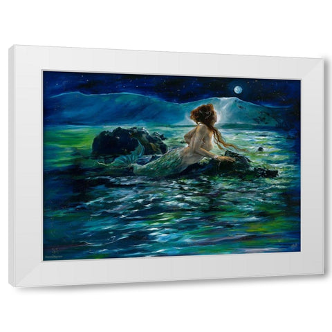 Mermaid White Modern Wood Framed Art Print by Wiley, Marta