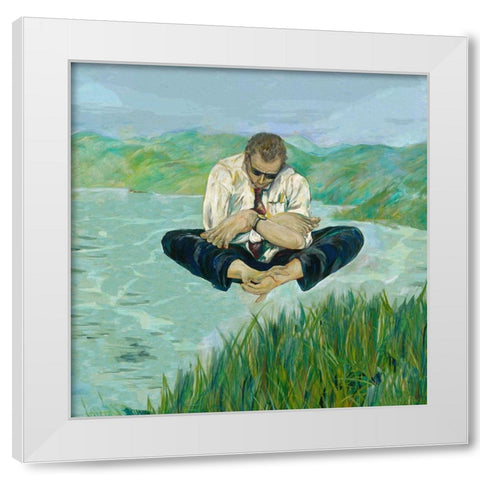 Hands and Feet Man White Modern Wood Framed Art Print by Wiley, Marta