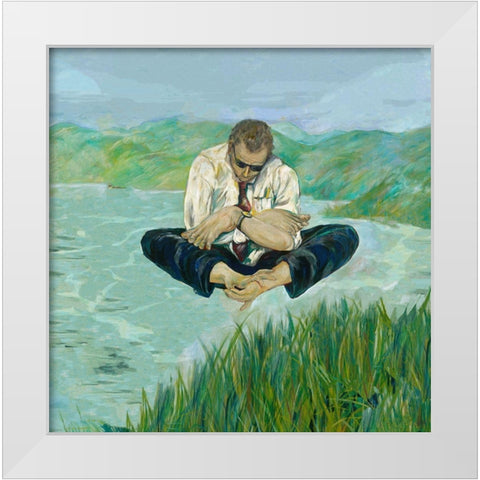 Hands and Feet Man White Modern Wood Framed Art Print by Wiley, Marta