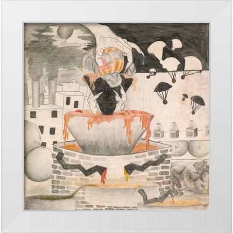 Death Of An Orange- 9 years old White Modern Wood Framed Art Print by Wiley, Marta