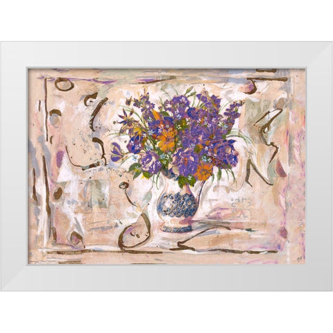 Purple Flowers White Modern Wood Framed Art Print by Wiley, Marta
