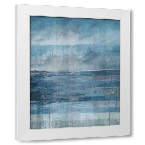 Blue Ocean Abstract White Modern Wood Framed Art Print by Wiley, Marta