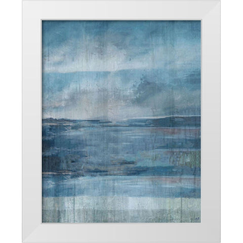 Blue Ocean Abstract White Modern Wood Framed Art Print by Wiley, Marta