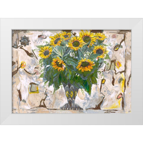 Yellow Floral White Modern Wood Framed Art Print by Wiley, Marta