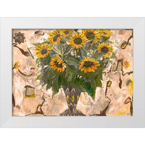 Yellow Floral Sepia White Modern Wood Framed Art Print by Wiley, Marta